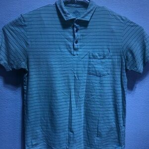 Men's Blue Striped Polo Shirt with Pocket